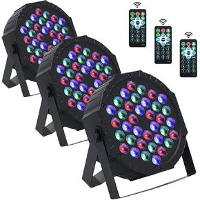 3 Pack LED Par Lights DJ Stage Light 7 Channel Par Lighting for Stage with Remote Control and DMX Control Sound Activated Uplights Party Lights for Christmas Music Party Disco Wedding (36 LED)