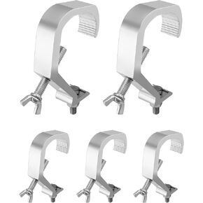QWORK Stage Light Clamps Hook, 5 Pcs 132lb Aluminum Alloy Truss C-Clamp, Stage Lighting Accessories for DJ Lighting Par Lights Spotlight Moving Head Light