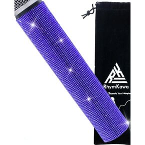 Rhinestone Microphone Sleeve for Shuer Wireless Mic SM58, Beta58A, Beta87A, SM86, PG58 Handle Cover Replacement, Royal Blue Bling on Party, Tours, TV Shows (Mic NOT Included)