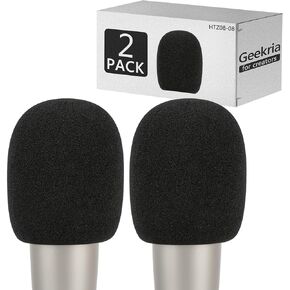 Geekria for Creators Foam Windscreen for 2" (50mm) Diameter Microphones, Antipop Foam Cover, Mic Wind Cover, Sponge Foam Filter Compatible with Behringer C-1, C-1U, RODE NT1 (Black / 2 Pack)