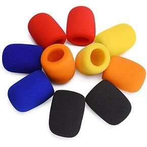 Facmogu 10 Pack Colorful Microphone Cover, Handheld Stage Microphone Windscreen Sponge Cover Fits for Most Handheld Mic, Thick Mic Cover Suitable for Karaoke DJ, Dance Ball, News Interviews (5 Color)