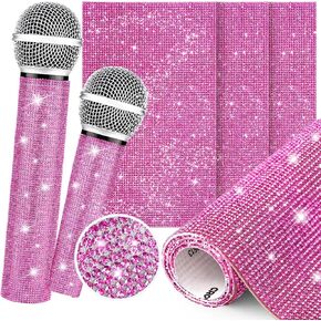 Facmogu 3 قطع من ملصقات الميكروفون اللامعة اللامعة، ملصقات غطاء مقبض الميكروفون للميكروفون DIY، أوراق حجر الراين اللامعة ذاتية اللصق ملصقات حجر الراين الكريستالية لديكور الميكروفون - بحيرة زرقاء in Kuwait