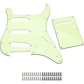 11 Hole Guitar Pickguard SSS Strat Pickguard Backplate Set with Pick Guard Screws for Standard Strat Modern Style Guitar Part (Retro Green)