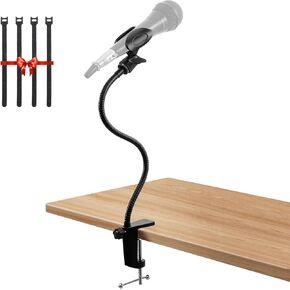 Microphone Arm Stand,13.78 Inch Mic Stand Long Universal Gooseneck Microphone Boom Arm Desktop Mic Arm with 3/8" to 5/8" Adapter and Mic Stand Desk, Heavy Duty Desk Mic Boom Arm