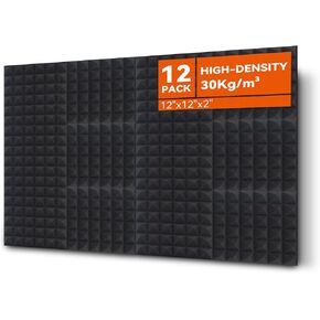 12 Pack Acoustic Panels, 2" X 12" X 12" Sound Proof Foam Panels, Quick-Recovery Acoustic Foam Wedges Suitable for Recording Studios, Home theaterStudio Foam for Wall and Ceiling