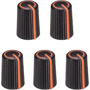 MECCANIXITY Potentiometer Control Knob ABS Guitar Knob for 6mm D Type Shaft Electric Guitar Power Amplifiers Stereos,Bass Volume Tone 270 Degrees Rotary Knob Black Orange 5PCS