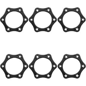 6 Pcs Anti-Roll Device for Handheld Microphones, Anti-Roll Ring Fits Standard Size Wireless Microphone Shakeproof Handheld Microphone Hexagonal Rings for KTV Device Equipment, 38mm, Black