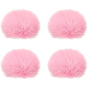 PATIKIL Furry Microphone Windscreen 7mm x 62mm Mic Cover Windshield for Indoor Outdoor Microphone Pink 4 Pack
