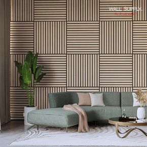UltrAcoustic Eco Tile in Natural Oak - 3D Acoustic Polystyrene Wall Panels - Easy DIY Installation – Natural Oak Wood Look Finish - Set of 6 Panels (10.87 sq ft)