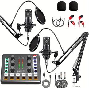 حزمة معدات sktome Podcast لعدد 2، مغير صوت M8 مع حزمة ميكروفون بودكاست BM-800 - ميكروفون مكثف استوديو مثالي للبث والتسجيل والغناء والبث والألعاب in Kuwait
