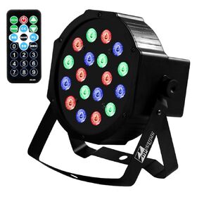 18 RGB LED DJ Stage Uplight -DMX Control Sound Activated with Remote Control and 7 Modes LED for Wedding, Events, Christmas and Halloween Music Disco Party -R&D in USA