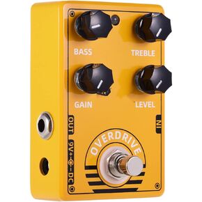 D-8 Overdrive Guitar Effect Pedal with Bass Treble Gain Level Controls and True Bypass Design for Electric Guitar