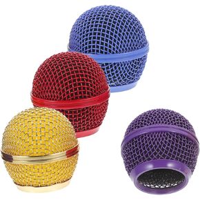 SHOWERORO 4pcs Colored Microphone Grille Microphone Cordless Mic Parts Microphone Head Mesh Microphone Grill Head Mesh Microphone Grille Microphone Windscreen Metal Head Replace