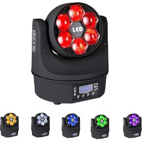 Moving Head Light 6x15W RGBW 4in1 LED Mini Bee Eye Led Dj Light Rotate Beam Effect dj bar Light Stage Light for Parties Wedding Bar Church Show 2Pack