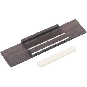 Swhmc 4 String Guitar Bridge with Saddle, Rosewood Bridge, Natural Wood Color