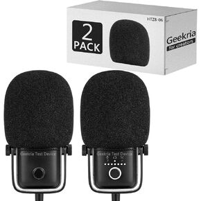 Geekria for Creators Foam Windscreen Compatible with Elgato Wave:1, Wave:3 Microphone Antipop Foam Cover, Mic Wind Cover, Sponge Foam Filter (Black 2 Pack)
