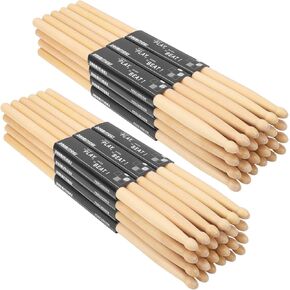 24 Pair 7A Drum Sticks, Premium Maple Wood Drumsticks, Wood Tip Drumsticks for Rock Band Musical Instrument, Drum Sticks for Adults and Beginners