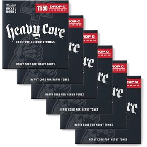 6 sets of DHCN1150 Heavy Core Nickel Wound Guitar Strings, Heavier, 011–.050, 6 Strings/Set