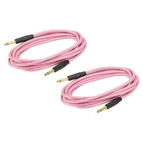 MECCANIXITY Guitar Instrument Cable 9.84 Feet 1/4 Inch to 1/4 Inch TRS Straight to Straight Angle Electric Bass Cable Cord for Guitar Bass Pink 2 Pack