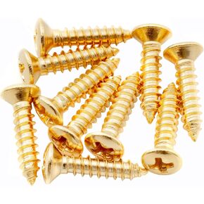 Musiclily Ultra 2.5x12mm Stainless Steel Countersunk Screws for Guitar Parts Wood Mounting, Gold (Set of 10)