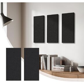 Olanglab Fabric Acoustic Panels, 2 Pack Fabric Wrapped Panel Acoustical Soundproof Wall Panels Sound Absorbing,Sound Absorbing Panels for Studio Acoustic Treatment (Black, 24x12 in)