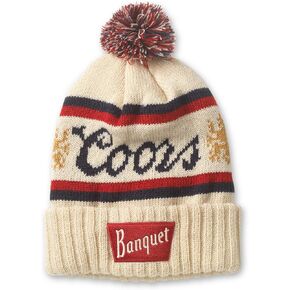 AMERICAN NEEDLE Pabst Blue Ribbon Beer Brand Pillow Line Knit Beanie, Royal/Ivory/Red (23012A-PBC-ROIR)