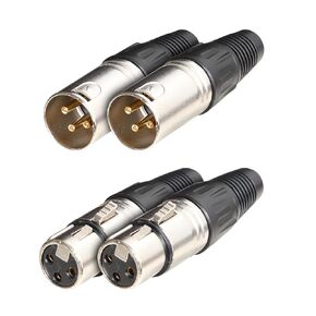 XLR Connectors, 3 PIN XLR Male and Female with Metal Housing and Gold-Plated Copper Contacts Mic Cable Plug Connector Audio Sockett (10, Black)