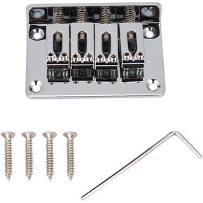 4-string Guitar Bridge, Guitar Bridge Replacement Parts for Cigarbox Electric Guitars Bass Ukulele (Silver)