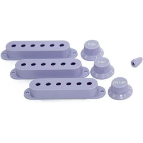 Guyker 3Pcs Plastic Guitars Single Coil Pickup Covers (52mm Pole Spacing) & 1 Volume 2 Tone 1V2T Switch Knobs & Switch Tip Cap Pickup Mounting Ring Set for Electric Guitar Bass (PS030-4)