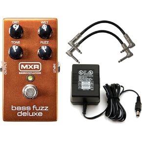 MXR M84 Bass Fuzz Deluxe Bass Stomp Box w/ 9V Power Supply and Patch Cables
