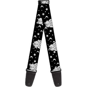 Guitar Strap Owls Black White2 2 Inches Wide