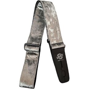 Lock-It Straps LIS-073CV2-SLV Crushed Velvet Guitar Strap - Silver