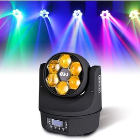 DJ Light Moving Head 6x15W RGBW 4in1 Led Stage Light Bee Eye Mini Stage Lighting Wash Light Dmx512 Sound Activated for Disco Ktv Club Party Wedding (2 Pack)