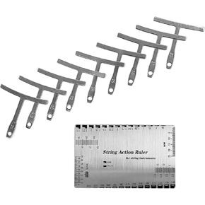 Professional Guitar & Bass Luthier Tool Set - 10-Piece Precision Setup Kit with Stainless Steel Understring Radius Gauges & Dual-Sided Action Gauge Ruler for Perfect Instrument Playability