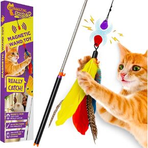 Cat Amazing SnatchPack - 5 Magnetic Attachments for The Magnetic Wand Toy - Catnip Mouse, Rattle Snake, Crinkle Fish, Scruchy Ball and DIY Clip - Cat Teaser Toys - Cats Can Really Catch!