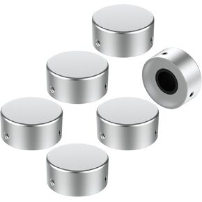 Footswitch Topper Guitar Pedal Button Caps with 3 Set Screws and Protective Fitting Increasing Accuracy,Comfort for Switches 5/16"| SOLUTEK BUTTONS 6Pcs Silver