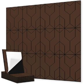 12 Pack Felt Acoustic Panels, 48"x48"x0.4" Large Acoustic Wall Panels, Self-Adhesive Sound Absorbing Panels for Recording Studios & Offices,Camel Felt+Black Decorative Acoustic Panels