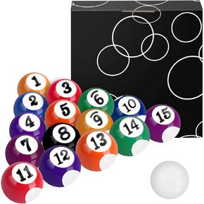 Billiard Balls Set 2-1/4" Regulation Size Pool Balls Pool Table Accessories for Pool Replacement Balls Complete 16 Resin Balls