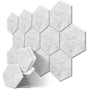 ألواح إسفنجية مقاومة للصوت من JBER Hexagon، ألواح إسفنجية صوتية مقاومة للصوت، 14 بوصة × 12 بوصة × 0.4 بوصة معالجة صوتية عالية الكثافة للاستوديو والمنزل والمكتب 12 حزمة (رمادي فضي) in Kuwait