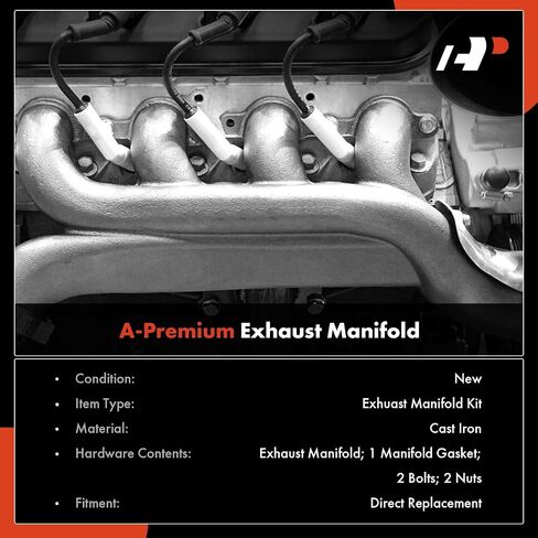 A-Premium Rear Exhaust Manifold Kit W/Gasket, Bolts, Nuts [6Cyl 4.0L] Compatible with Jeep WJ Series Grand Cherokee 1999-2004, TJ Series Wrangler 00-06, XJ Series Cherokee 00-01, TJ Series TJ 00-06 in Saudi Arabia