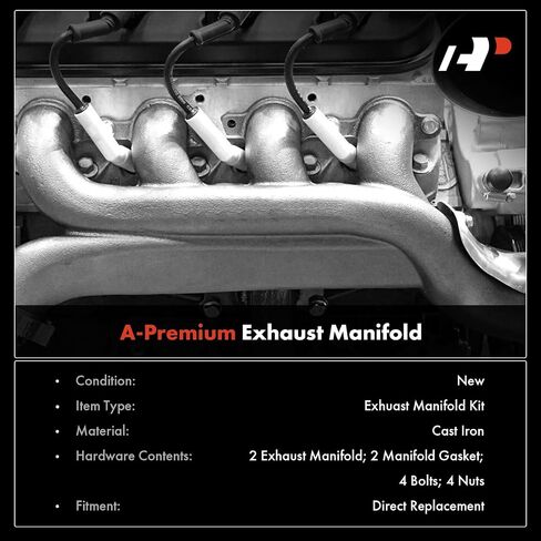 A-Premium Rear Exhaust Manifold Kit W/Gasket, Bolts, Nuts [6Cyl 4.0L] Compatible with Jeep WJ Series Grand Cherokee 1999-2004, TJ Series Wrangler 00-06, XJ Series Cherokee 00-01, TJ Series TJ 00-06 in Saudi Arabia