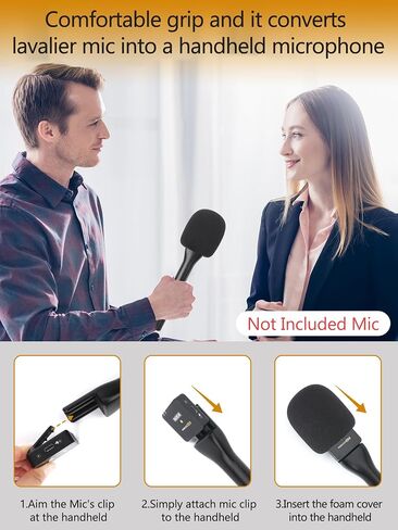 YOUSHARES Universal Interview GO Handheld Adapter for Rode Wireless GO II Mic, Wireless GO/Me/Pro, DJI Mic, DJI Mic 2 - Interview Microphone Handle with Mic Cover Foam for Most Wireless Mic, 2 Pack in Kuwait