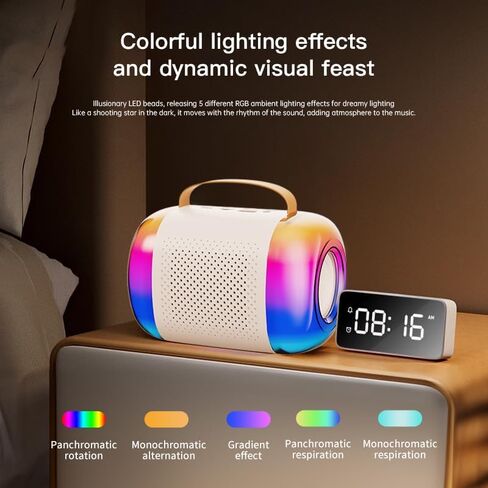 Mini Karaoke Machine for Kids Adults, Portable Bluetooth Speaker with 2 Wireless Microphones & RGB LED Light,for Boys and Girls Toys Birthday Home Party(Y5-White) in Saudi Arabia