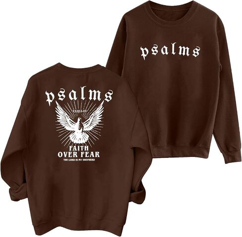FAYALEQ Christian Sweatshirts for Women: Faith Over Fear Religious Saying Sweatshirt Bible Verse Shirts Psalm Pullovers in Kuwait