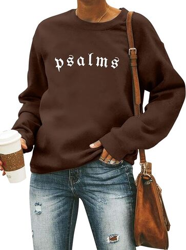 FAYALEQ Christian Sweatshirts for Women: Faith Over Fear Religious Saying Sweatshirt Bible Verse Shirts Psalm Pullovers in Kuwait
