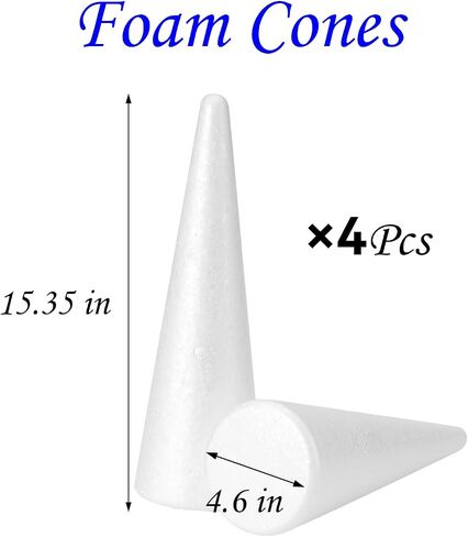 YURN Craft 12 Pack Foam Cones for Crafts, Foam Trees Cones, 3.82×9.49 in Cones Shaped Foam for Christmas Decorations, Gnomes, and DIY Art Projects. in Saudi Arabia