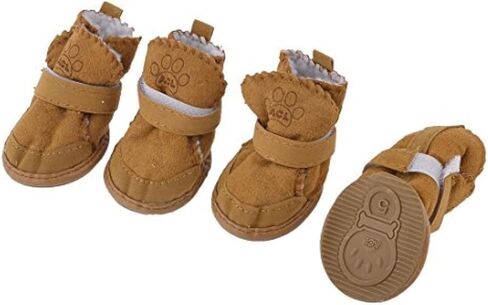 URBEST Dog Shoes with Hook Loop Closure Booties Pet Dog Chihuahua Shoes Boots 4Pcs (2#, Brown) in Kuwait