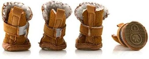 URBEST Dog Shoes with Hook Loop Closure Booties Pet Dog Chihuahua Shoes Boots 4Pcs (2#, Brown) in Kuwait