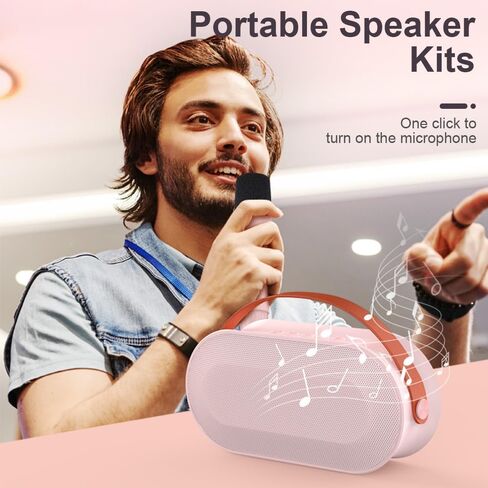 Karaoke Machine Wireless Mini Karaoke Machine with 2 Wireless Microphones Karaoke Mic Mini Karaoke Microphone Portable BT Speaker Rechargeable for Girls Boys Birthday Party in Saudi Arabia