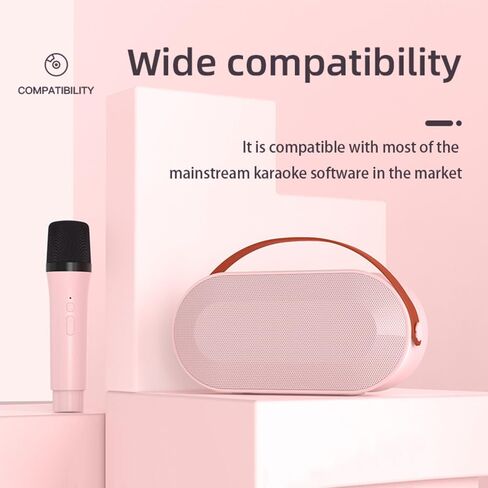 Karaoke Machine Wireless Mini Karaoke Machine with 2 Wireless Microphones Karaoke Mic Mini Karaoke Microphone Portable BT Speaker Rechargeable for Girls Boys Birthday Party in Saudi Arabia